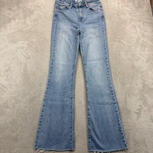 PAIGE Jeans Women's 29 High Rise Laurel Canyon Marienne Wash Flare Raw Hem Denim